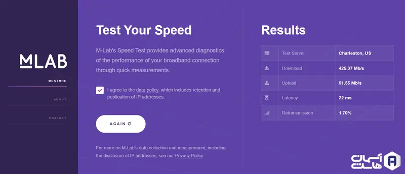 سایت تست سرعت M-Lab Internet Speed Test