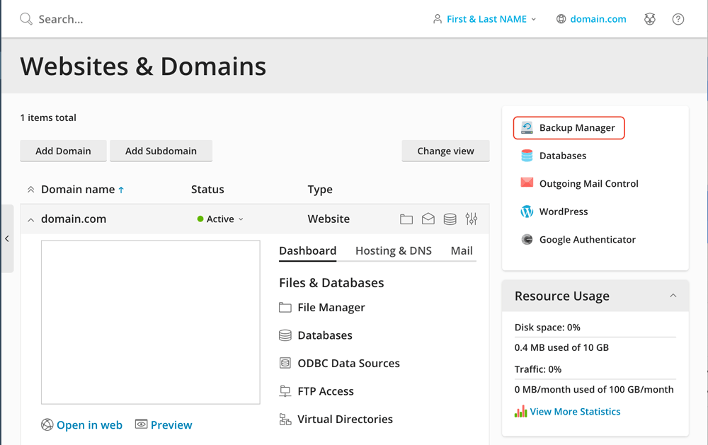 آموزش بازیابی بکاپ دیتابیس در پلسک (Plesk) 3 ابزار Backup Manager
